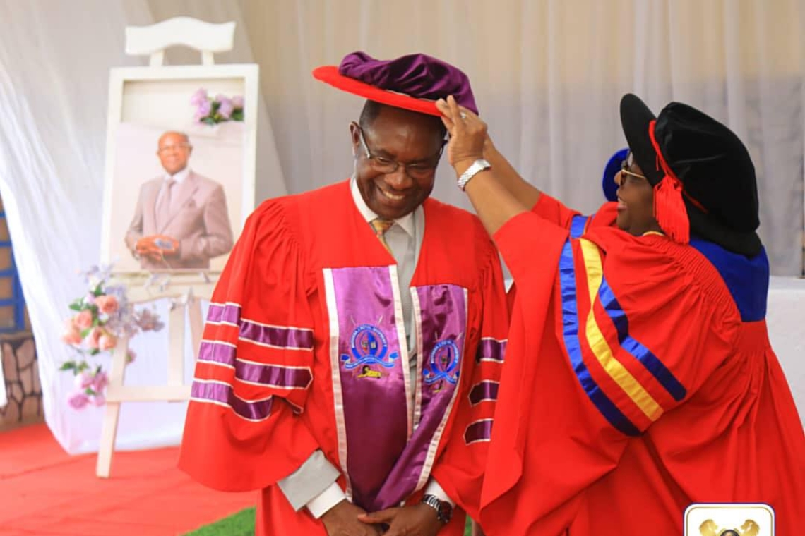 Prof. Vincent Kakembo inaugurated as Vice Chancellor by Chancellor Hon. Justice Julia Ssebutinde during the 12th graduation ceremony Image